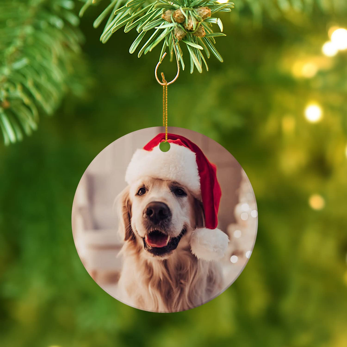 ACRIMAX 20 PCS Sublimation Ceramic Ornament Bulk White 3 Inch Round Blank Hanging Ornament with Gold String for Crafting DIY Personalized Home Decor Bulk ACRIMAX