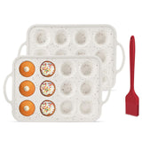 2Pack Silicone Muffin Pan For Baking With Metal Reinforced Frame, 12 Cup Nonstick Cupcake Pan, BPA Free Silicone Mini Muffin Pan, Cupcake Baking Pan Molds for Oven With Silicone Brush（Small Size） POSOSTO