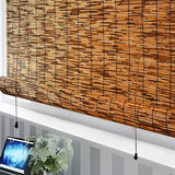 TOOKNIN Bamboo Roll-Up Window Blinds - Set of 2, 47" W x 71" H Brown Bamboo Shades for Enhanced Privacy and Sun Protection TOOKNIN