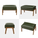 Glitzhome Foot Stool Ottoman, Modern Leatherette Sofa Stool Vanity Chair with Rubber Wood Frame, Footrest Ottoman Bench for Living Room, Entryway, Hunter Green Glitzhome