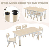 GITAWUSA Kids Study Table and Chairs Set, Height Adjustable Toddler Table and Chair Set for Kids Ages 3-8, Graffiti Desktop (Burlywood - 2) GITAWUSA