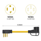 Rophor NEMA 14-30P to 14-50R EV Charger Adapter Cord, 30 AMP Dryer to 50 AMP EV/RV Conversion Adapter, Perfect Use for Level 2 EV Charging Rophor