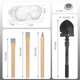 MYSTERYSTONE 23 Pieces Rock Hammer Kit for Rock Hounding, Complete Great Bundle including Steel Rock Pick Hammer,3-Pieces Heavy Duty Chisel Set,Updated Mussette Bag and Many More Mysterystone