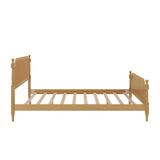 SOFTSEA King Size Bed Frame with Rattan Headboard and Footboard, Rattan Platform Bed Frame, Wood Support Slats, No Box Spring Needed, Easy Assembly, Antique Walnut, 64330 SOFTSEA