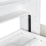 Queen Size Murphy Bed with Folding Sofa and LED Light, Horizontal Murphy Bed with Built-in Storage Shelves, Hidden Wall Bed Frame for Bedroom Office Guestroom, Beige RuiSiSi