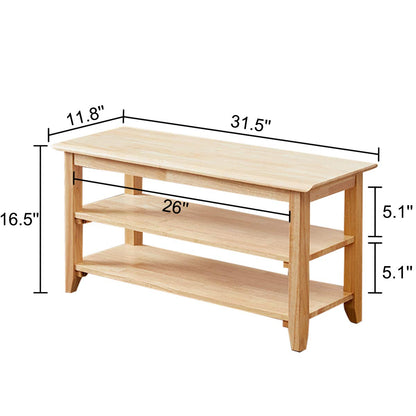 XKZG Storage Bench Wooden Shoe Bench Simple Style Wood Entryway Bench Shoe Rack (Natural,31.5")