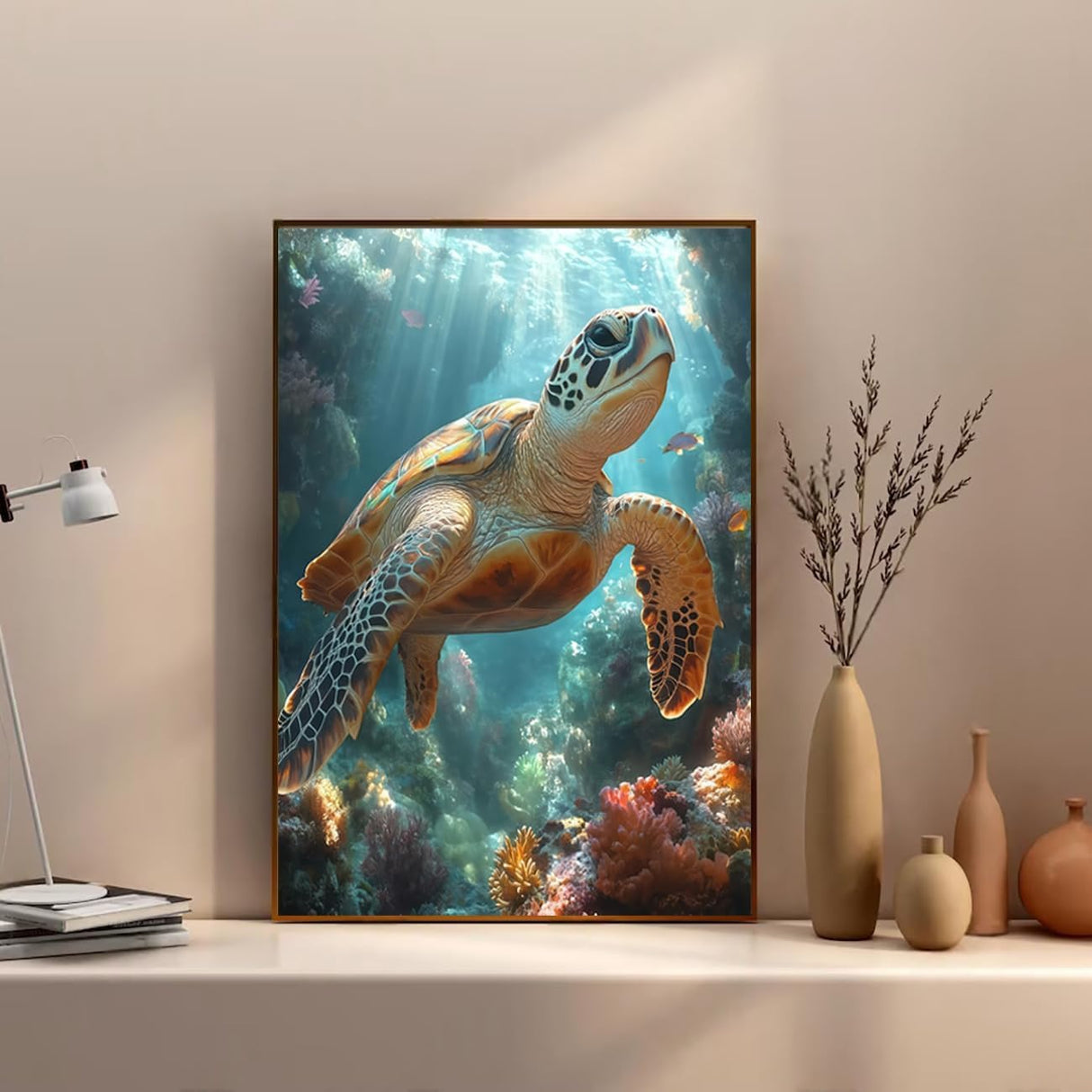 MBYAUYN Diamond Art Kits for Adults, 5D Animal Diamond Painting, DIY Sea Turtles Full Drill Gem Art Kits and Crafts for Adult, Beginners As Wall Decor and Gift 12x16inch MBYAUYN