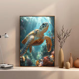 MBYAUYN Diamond Art Kits for Adults, 5D Animal Diamond Painting, DIY Sea Turtles Full Drill Gem Art Kits and Crafts for Adult, Beginners As Wall Decor and Gift 12x16inch MBYAUYN