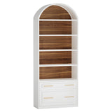 Tribesigns 76.8" Tall Arched Bookcase, 5-Tier Bookshelf with File Cabinet Drawer, Modern Freestanding Wooden Bookshelves, Large Open Display Storage Shelves for Home Office, Living Room Tribesigns