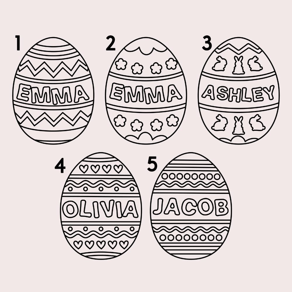 Lara Laser Works Single, DIY Wooden Painting Crafts for Kids, Easter Egg Paint Set Personalized w/Name - 5 Designs - Decorating Easter Egg Basket Stuffer for Children, Make Your Own Easter Eggs Lara Laser Works