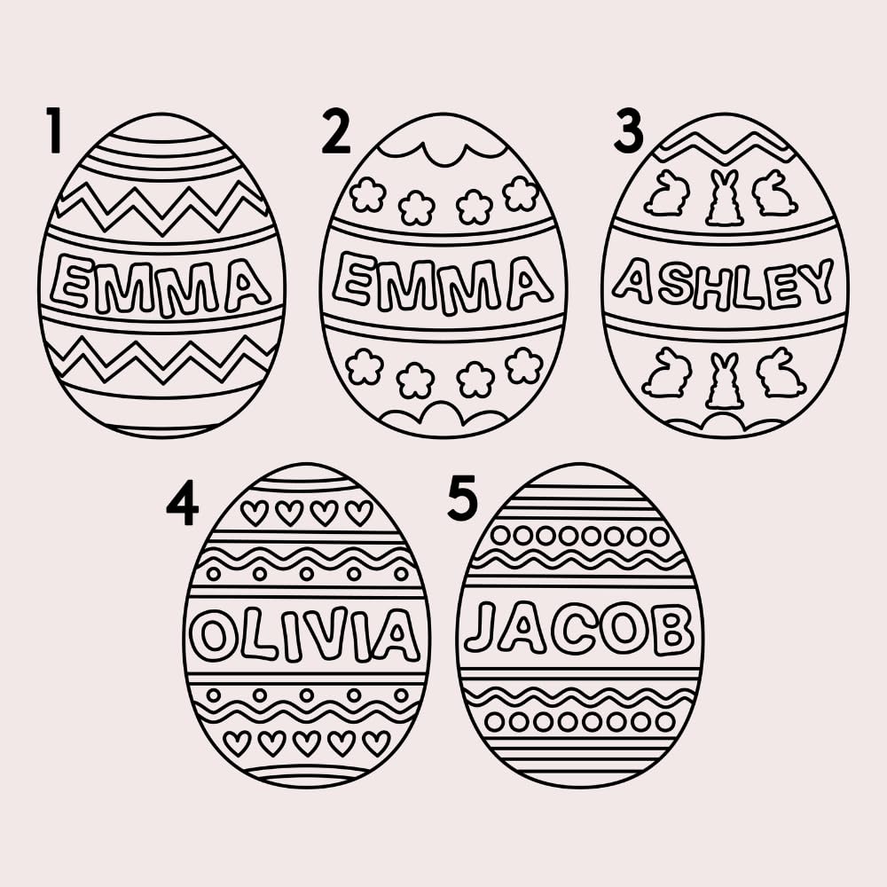 Lara Laser Works Single, DIY Wooden Painting Crafts for Kids, Easter Egg Paint Set Personalized w/Name - 5 Designs - Decorating Easter Egg Basket Stuffer for Children, Make Your Own Easter Eg - WoodArtSupply