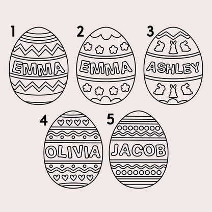 Lara Laser Works Single, DIY Wooden Painting Crafts for Kids, Easter Egg Paint Set Personalized w/Name - 5 Designs - Decorating Easter Egg Basket Stuffer for Children, Make Your Own Easter Eg - WoodArtSupply