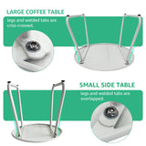 Meluvici Patio Outdoor Coffee Table Set of 2, Weather Resistant Steel Round End Tables, Outdoor Nesting Table for Patio, Balcony, Bistro and Indoor, White Meluvici