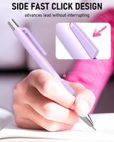 Nicpro 4 PCS Pastel Mechanical Pencil 0.7mm, Cute Fast Click Mechanical Pencils Set with 8 Tubes HB Lead Refills, Erasers, Eraser Refills for School, Student Writing, Drawing, Sketching - with Case Nicpro