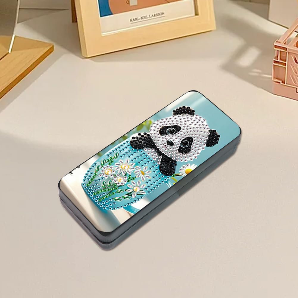 Diamond Art Painting Eye Glass Case, DIY Panda Diamond Art Glasses Storage Box Sunglass Case for Adults Handmade for Art Craft Gift Travel Sunglass Eyeglasses WoodArtSupply