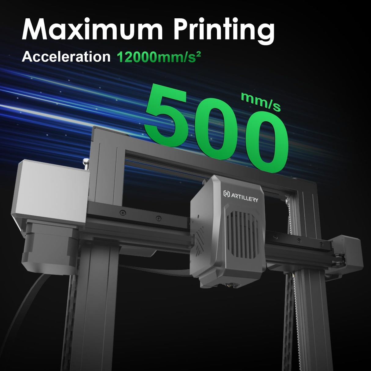 Artillery 3D Printer Sidewinder X4 Pro, 500mm/s High Speed FDM WiFi Printer with Auto Leveling Resonance Compensation, X Y-axis Linear Rail and High-Temp Nozzle Extruder 9.44 x9.44x10.23Inch Artillery