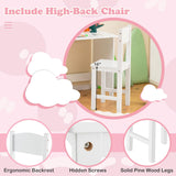 HONEY JOY Kids Desk and Chair Set, Wooden Children School Study Table and Chair w/Whiteboard, Hutch, Storage Shelves, Student Writing Desk Computer Workstation for Bedroom, 3+ Years Old (White) HONEY JOY