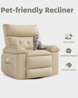 GarveeHome Electric Swivel Massage Chair, Power Rocking Recliner with Vibration and Heating, Overstuffed PU Leather Single Sofa with USB Port and Storage, Glider for Living Room Nursery GarveeHome