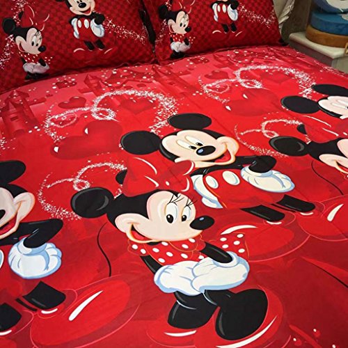 Haru Homie 100% Cotton Kids Reversible Printing Mickey Mouse Couples Duvet Cover 2PCS Bedding Set with Zipper Closure, Twin(No Comforter) Haru Homie