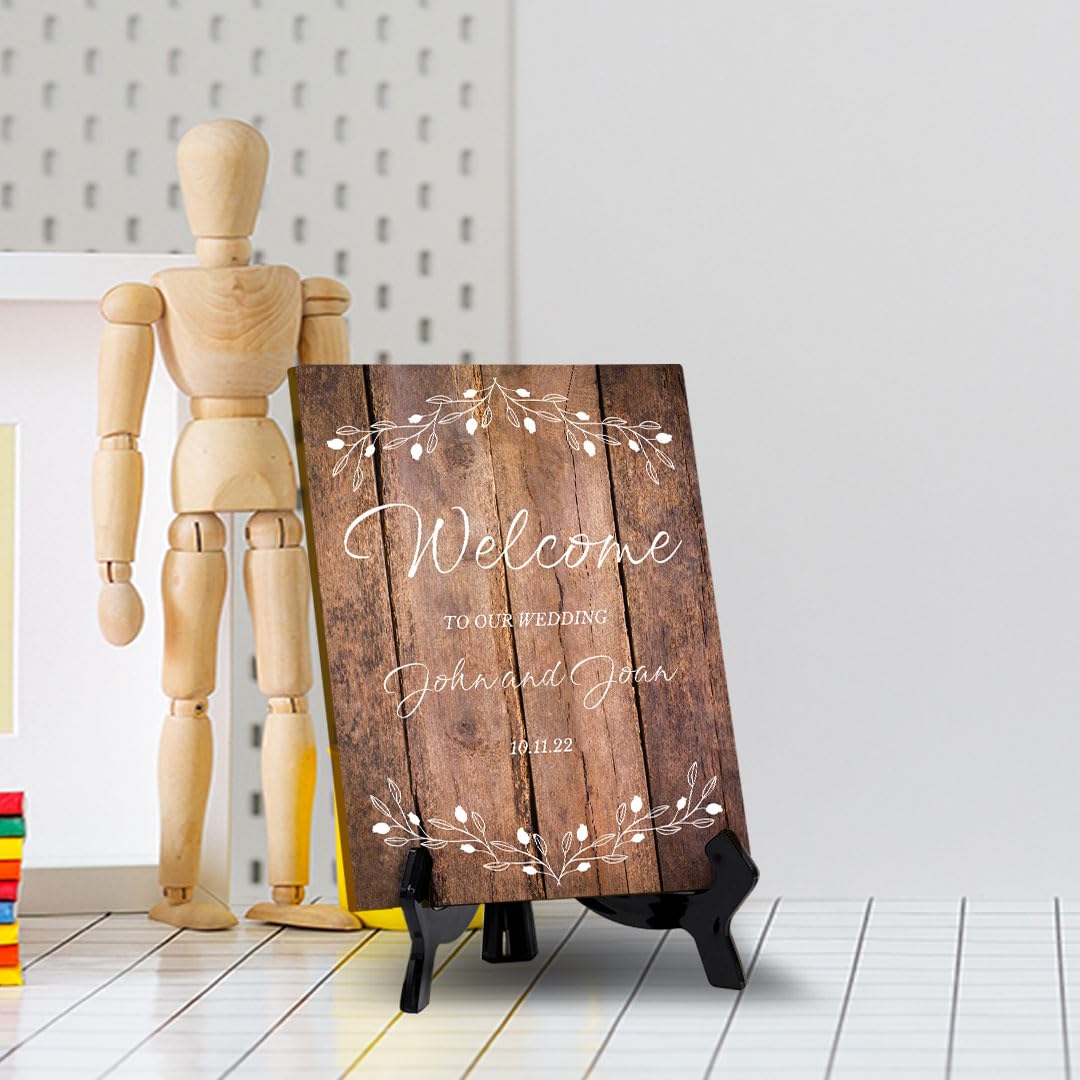 Signs ByLITA Custom Personalized Rectangle Table Sign (6" x 8") Floral Branches | Write Your Own Message | Design Your Sign Signs ByLITA