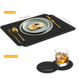 Bacgnyer Placemats Set of 8, Placemat with Coasters Heat Stain Scratch Resistant Non-Slip Waterproof Oil-Proof Washable Wipeable Outdoor Indoor for Dining Patio Table Kitchen Decor and Kids (Black 8) Bacgnyer