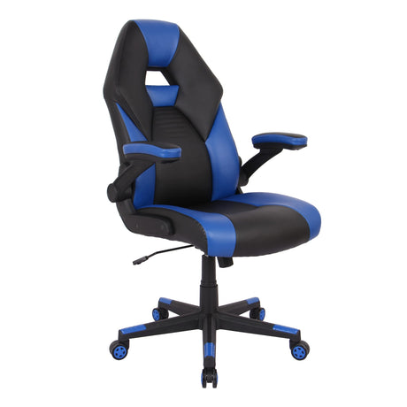 RS Gaming™ RGX Faux Leather High-Back Gaming Office Chair, Black/Blue, BIFMA Compliant RS Gaming