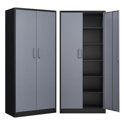 NODHM Garage Storage Cabinet with Lock, 72" Steel Storage Cabinet with Doors and 5 Adjustable Shelves, Metal Utility Cabinet Tall File Cabinet for Garage, Office, Home - WoodArtSupply