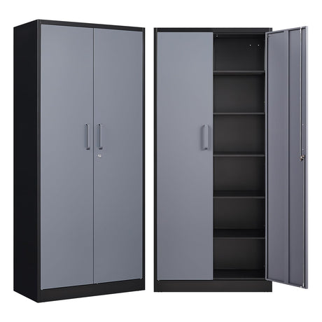 NODHM Garage Storage Cabinet with Lock, 72" Steel Storage Cabinet with Doors and 5 Adjustable Shelves, Metal Utility Cabinet Tall File Cabinet for Garage, Office, Home NODHM