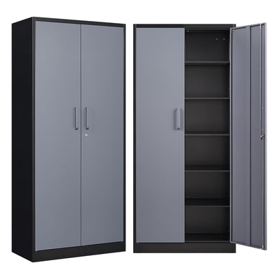 NODHM Metal Storage Cabinets with Lock, 71" Garage Storage Cabinet with 2 Door and 5 Adjustable Shelves, Steel Lockable Tool Cabinets for Home, Office, Gym, Garage
