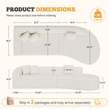 126" Modular Sectional Sofa, Modern Cloud Curved Couch with Deep Seat, Upholstered Oversized Couches for Living Room, No Assembly Required, Beige Chenille Fabric, 1PCS Luxanimarion