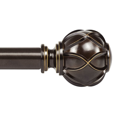 KAMANINA 1 Inch Curtain Rod Telescoping Single Drapery Rod 36 to 72 Inches (3-6 Feet), Antique Bronze Curtain Rods for Windows 24 to 68 Inches, Netted Texture Finials