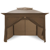 COOS BAY 11x11 Pop-up Instant Gazebo Tent with 4 Sidewalls Outdoor Canopy Shelter with Carry Bag, Stakes and Ropes, Brown COOS BAY