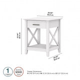 Bush Furniture Key West Nightstand with Drawer, 20D x 20W x 24H, Pure White Oak Bush Business Furniture