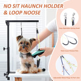 HIDOG Dog Grooming Arm with Clamp, Adjustable Dog Grooming Table Arm with Two No Sit Haunch Holder & Hammock Harness, Foldable Pet Grooming Supplies for Small Medium Dogs HIDOG