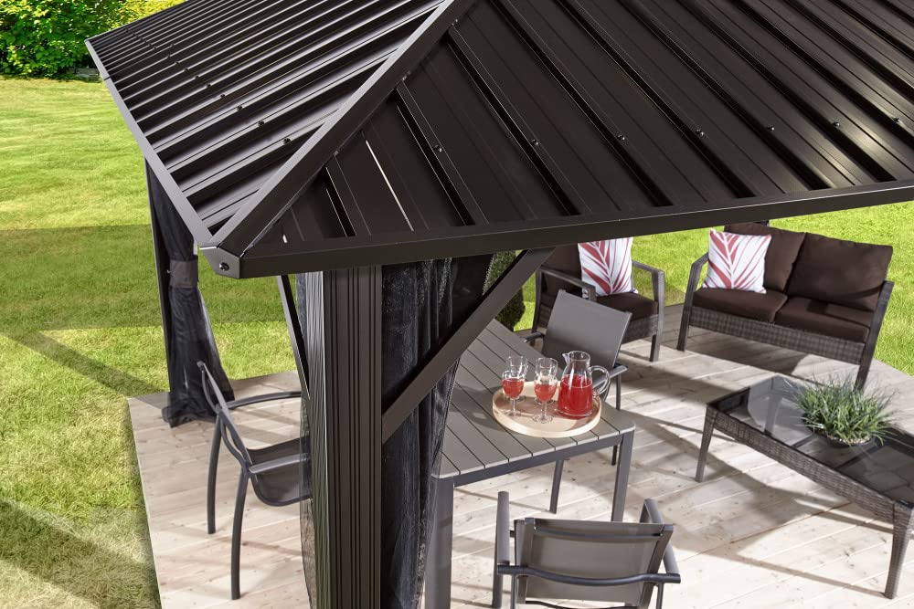 Genova Gazebo 12 x 16 ft. Steel roof - WoodArtSupply