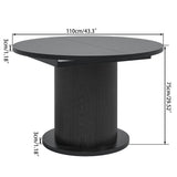 43.3 inch 59 inch Adjustable Size Round Conference Table for 4-6 People, Unique Design Modern Meeting Room Table, with Wood Strip Base (Black) Fiogmub