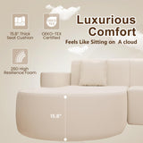 MELLCOM Modern Curved Boneless Sofa Couch, L-Shaped Corner Sofa, No Assembly Needed, Chenille Upholstered Cloud Sectional Couch for Living Room, Bedroom and Apartment (Beige, Left Hand Facing) MELLCOM