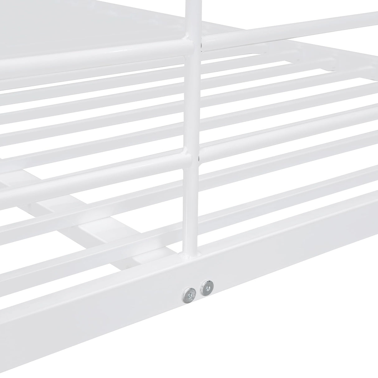 Metal Bunk Beds Full XL Over Queen Size with Ladder and High Guardrail, Able to Split, Full XL Over Queen Metal Bunk Beds, Storage Space, Noise Free, Easy Assembly (White) Bellemave