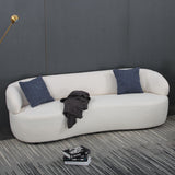 KEVINSPACE 86.61" Curved Sofa, Mid Century Modern Living Room Sofa, 3 Seater Boucle Couch with 2 Pillows, Luxury Curved Back Sofa Cream Couch for Bedroom, Office, Apartment, Beige KEVINSPACE
