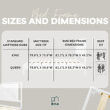 Bme Vivian 14 Inch Deluxe Bed Frame with Headboard, Rustic & Scandinavian Style with Solid Acacia Wood, No Box Spring Needed, 12 Strong Wood Slat Support, Easy Assembly, King, Rustic White Bme