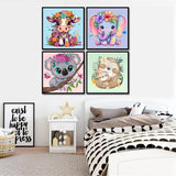 bleihum 4 Pack Paint by Numbers for Kid Ages 4-8,Animals Paint by Number Kits for Kids, DIY Animal Oil Painting Suitable for Home Decoration (8x8inch) bleihum