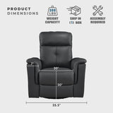 Lexicon Swivel Glider Recliner Chair, Comfy Nursery Glider, Top Grain Leather Match Recliner, Manual Reclining Chair for Living Room/Office/Apartment, Black Lexicon