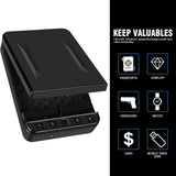 Gun Safe for Pistol, Quick Access Handgun Safe Firearm Lock Box,Gun Case for Home/Car/Travel - Keypad/Key Access,Silent Mode (PIN Code Version) LANGGER V