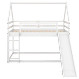 Harper & Bright Designs Twin Bunk Beds for Kids,Wood House Bunk Bed Twin Over Twin,Kids Bunk Bed with Slide and Roof for Girls Boys,White Harper & Bright Designs