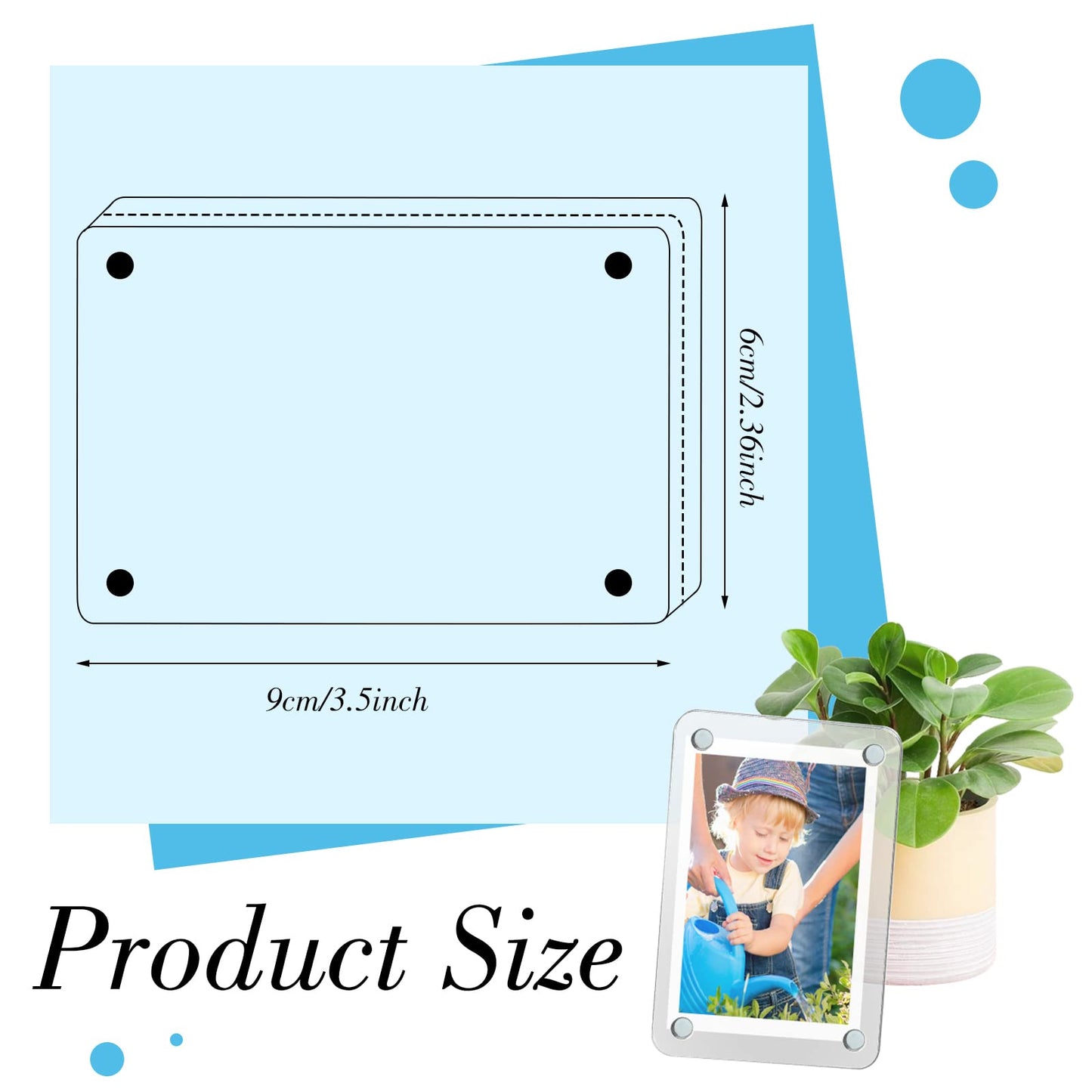 Remerry 24 Pcs Acrylic Magnetic Photo Frame Mini Picture Frame Double Sided Clear Fridge Magnetic Photo Display Frame for Film Photos Cards Stamp Gift for Family Friend Christmas (2.36 x 3.5 Inch)