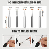 Soldering Iron Kit, 60W Soldering Iron with 5pc Interchangeable Tips, 10-in-1 Adjustable Temperature Solder Welding Tools, Fast Heating, Electronic Repair, 110V Q-MING