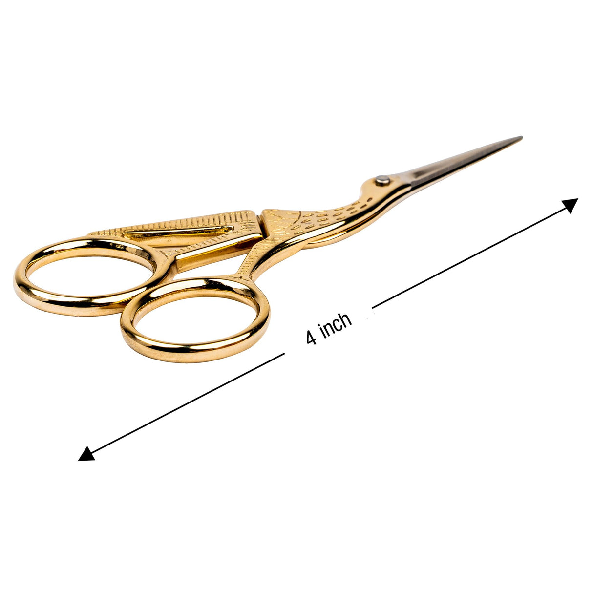 SINGER 4 Inch Forged Embroidery Scissors with Curved Tip for Sewing, Cross-Stiching, Crafts, & More (Gold Stork Design, 1-Pack) Singer