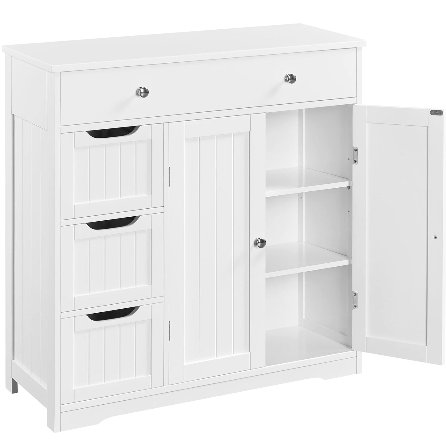 Topeakmart Bathroom Free-Standing Floor Cabinet, Practical Storage Cabinet with 4 Drawers and 2 Doors for Kitchen, Entrance Area, Living Room, Adjustable Shelves, Ample Space White - WoodArtSupply