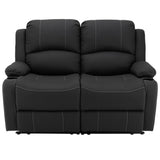 Camper Comfort 58" Wall Hugger Reclining RV Theater Seats | Double Recliner RV Sofa | RV Couch | Wall Hugger Recliner | RV Theater Seating | RV Furniture (Manual, Black w/White Stiching) Camper Comfort