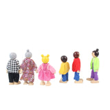 Wooden Dollhouse People, 6 Family Figures Miniature Doll House, Wooden Doll House Family Dress-up Characters Grandpa, Grandma, Mom, Dad, Boy and Girl Hvogvok